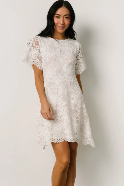 Aasha Lace Short Dress | Off White | Baltic Born Flash Sale
