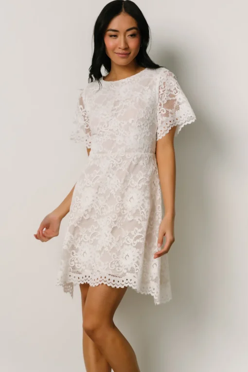 Aasha Lace Short Dress | Off White | Baltic Born Flash Sale