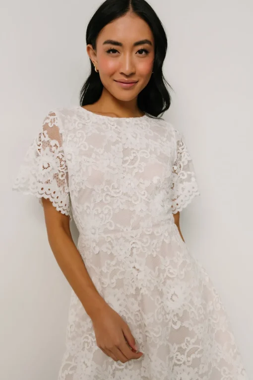 Aasha Lace Short Dress | Off White | Baltic Born Flash Sale