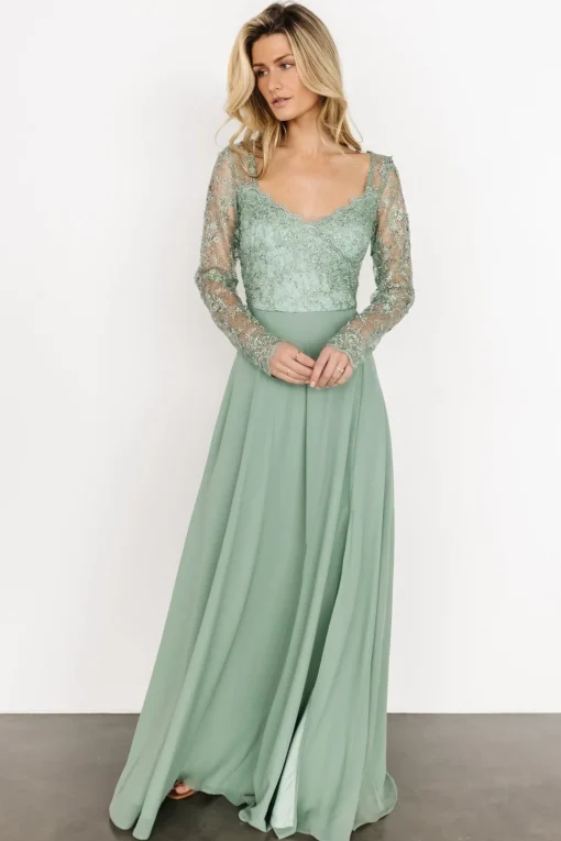 Adalaide Long Sleeve Maxi Dress | Dusty Sage | Baltic Born Discount