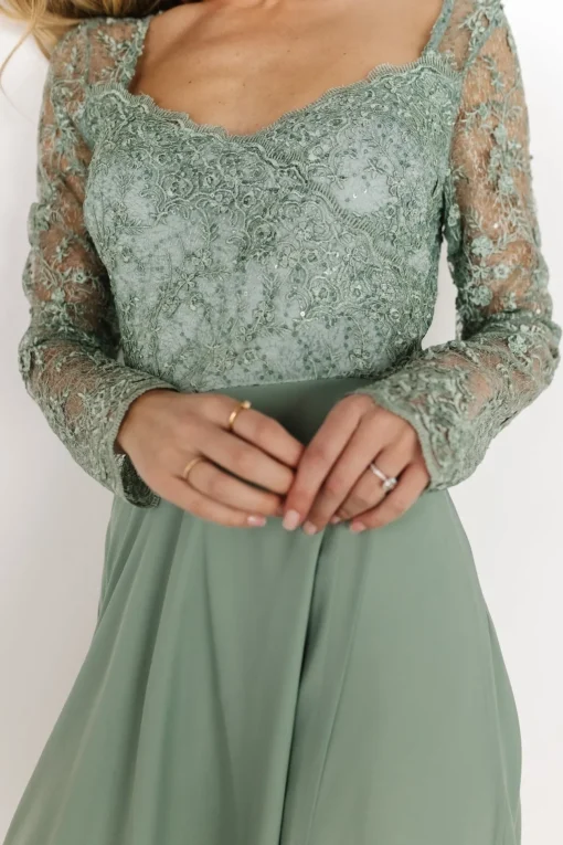 Adalaide Long Sleeve Maxi Dress | Dusty Sage | Baltic Born Discount