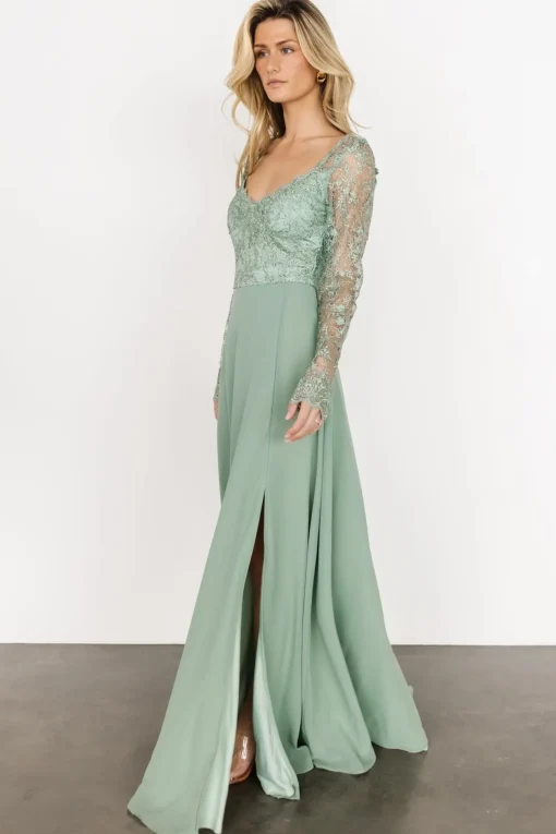 Adalaide Long Sleeve Maxi Dress | Dusty Sage | Baltic Born Discount