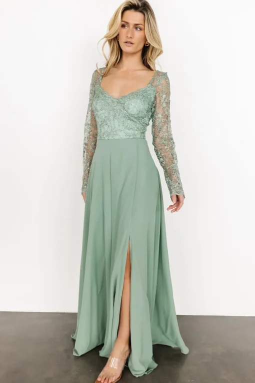 Adalaide Long Sleeve Maxi Dress | Dusty Sage | Baltic Born Discount