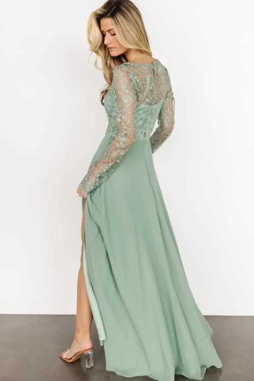 Adalaide Long Sleeve Maxi Dress | Dusty Sage | Baltic Born Discount
