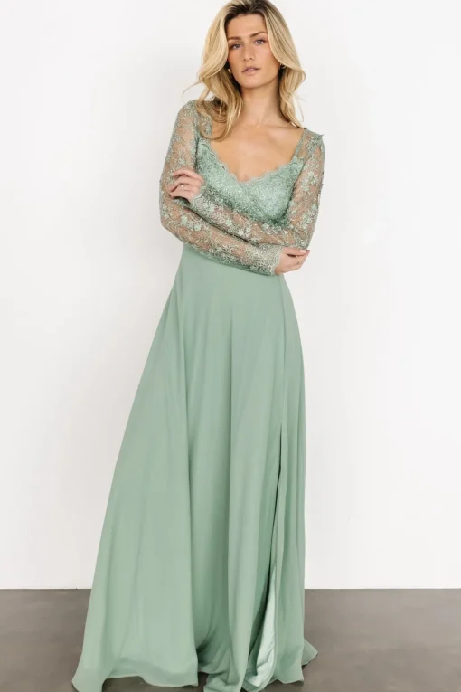 Adalaide Long Sleeve Maxi Dress | Dusty Sage | Baltic Born Discount