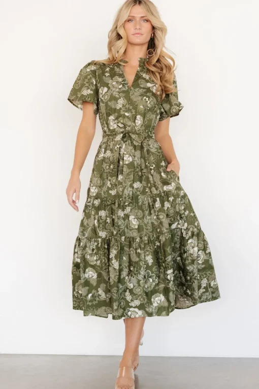 Adara Midi Dress | Olive Floral | Baltic Born New
