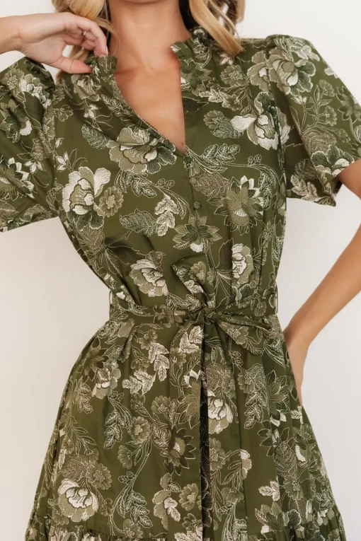 Adara Midi Dress | Olive Floral | Baltic Born New