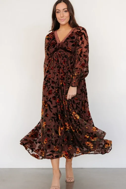 Adele Velvet Dress | Clove + Amber Floral | Baltic Born Fashion