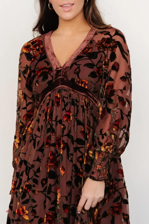 Adele Velvet Dress | Clove + Amber Floral | Baltic Born Fashion