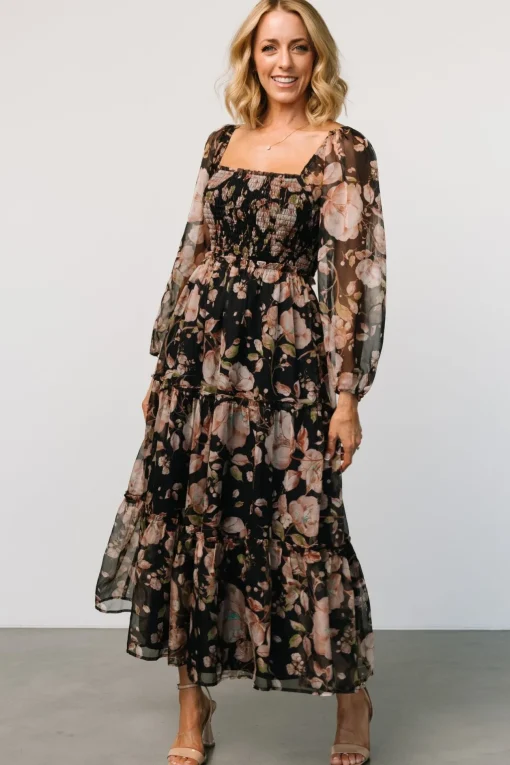 Adeline Smocked Maxi Dress | Midnight Floral | Baltic Born Outlet