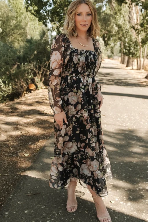 Adeline Smocked Maxi Dress | Midnight Floral | Baltic Born Outlet