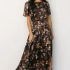 Agnes Satin Maxi Dress | Brown Floral | Baltic Born Discount
