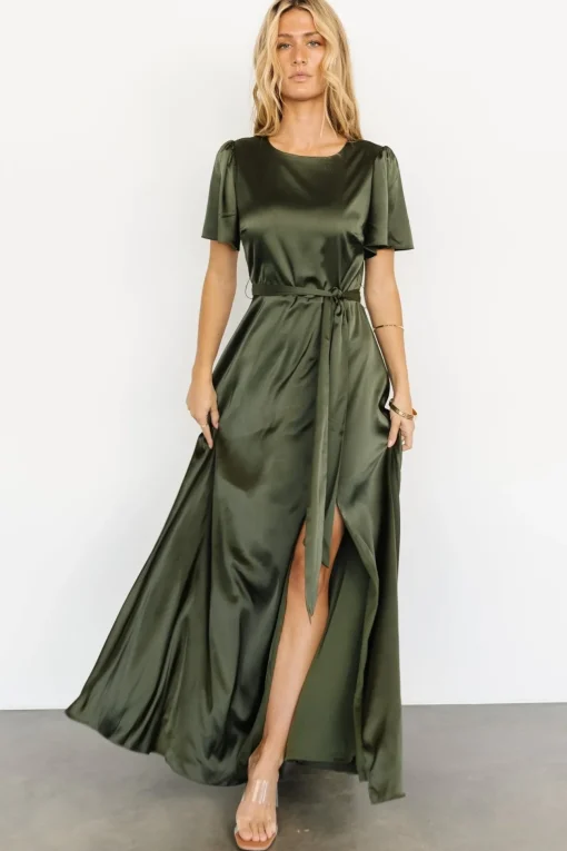 Agnes Satin Maxi Dress | Juniper Green | Baltic Born Fashion