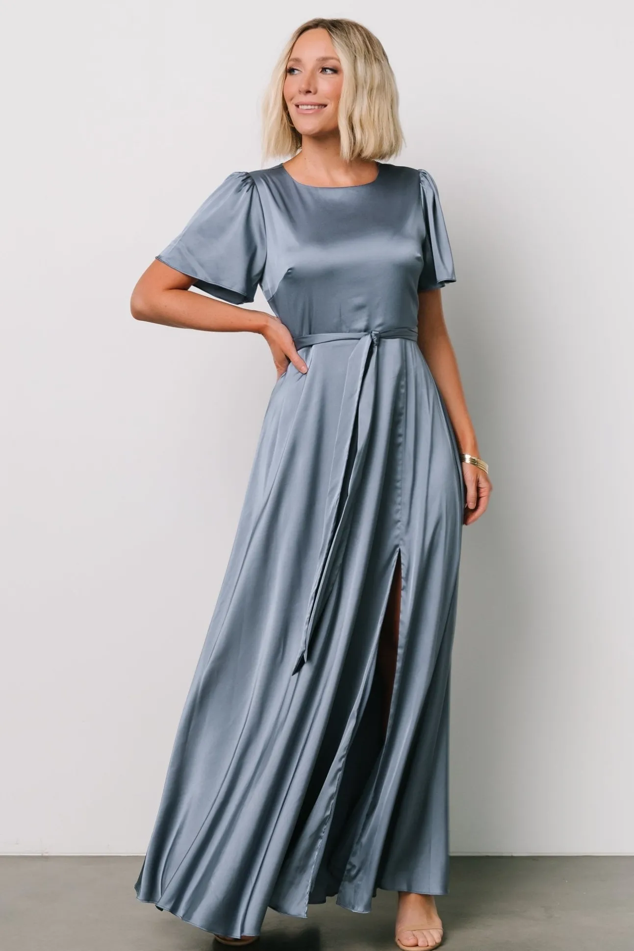 Agnes Satin Maxi Dress | Whisper Blue | Baltic Born Cheap