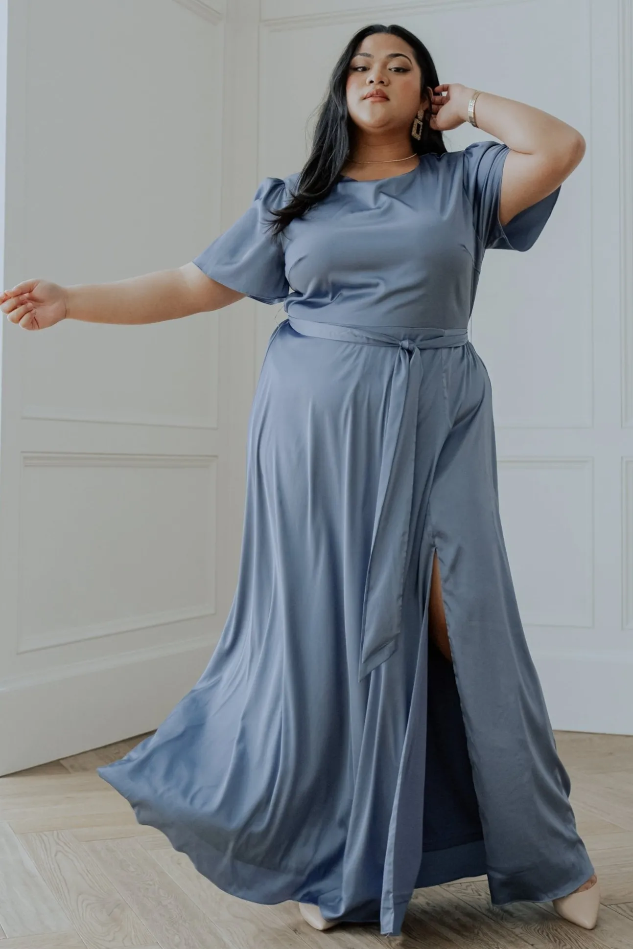 Agnes Satin Maxi Dress | Whisper Blue | Baltic Born Cheap