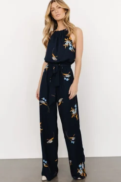 Alameda Halter Jumpsuit | Navy Blue Floral | Baltic Born Sale