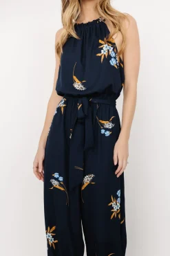 Alameda Halter Jumpsuit | Navy Blue Floral | Baltic Born Sale