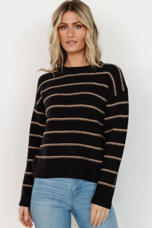 Alanis Stripe Sweater | Black + Camel | Baltic Born Sale