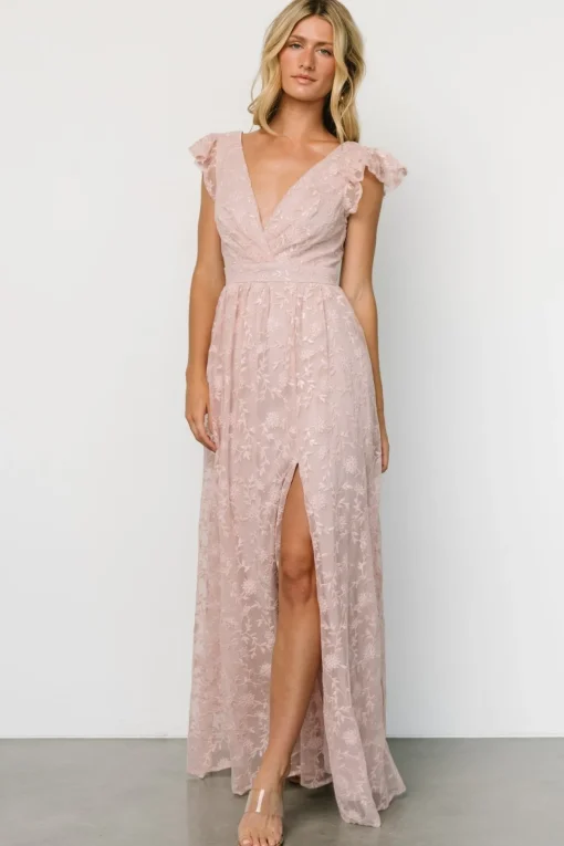 Alexa Embroidered Sequin Maxi Dress | Blush Rose | Baltic Born Cheap