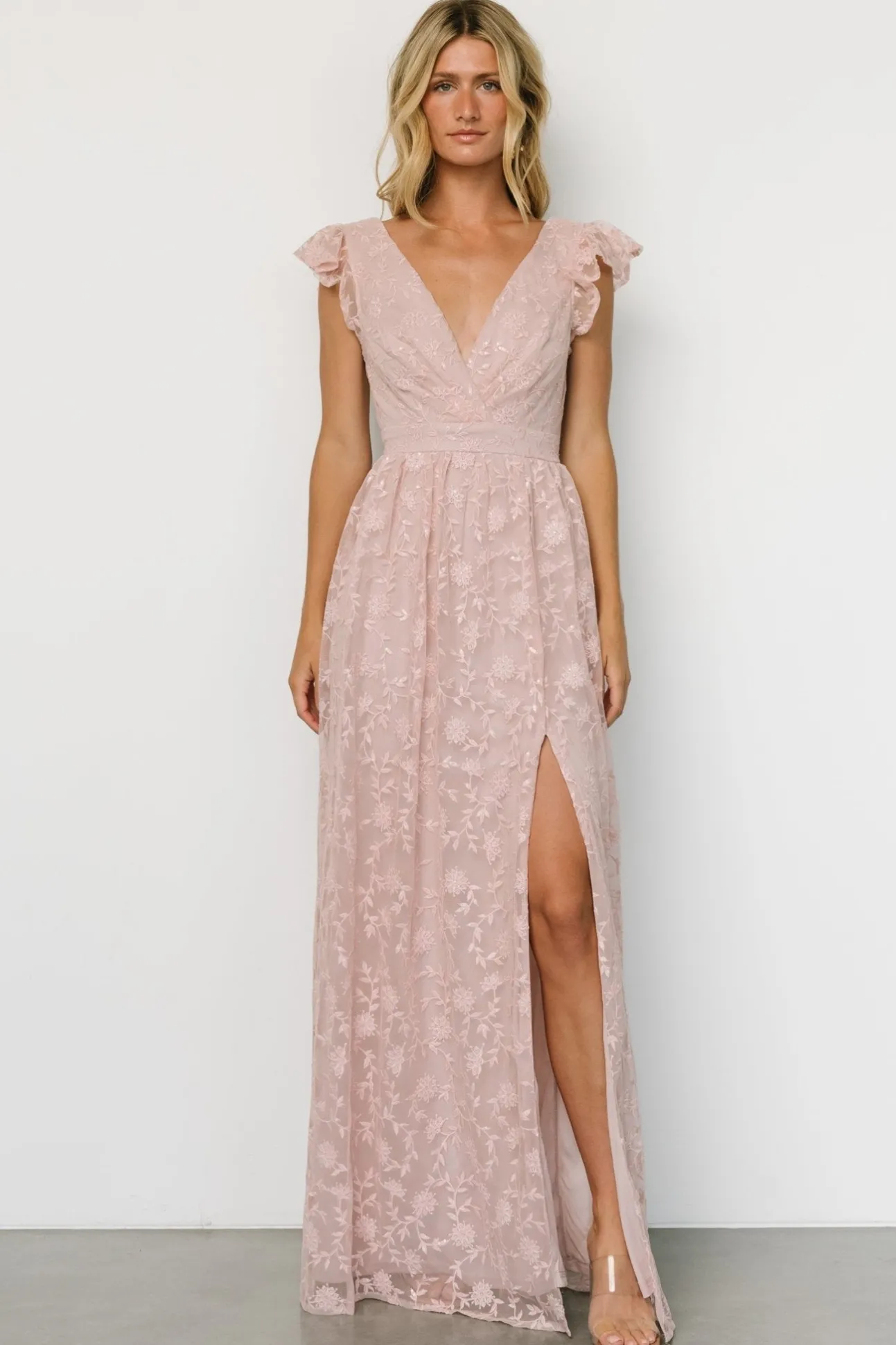 Alexa Embroidered Sequin Maxi Dress | Blush Rose | Baltic Born Cheap