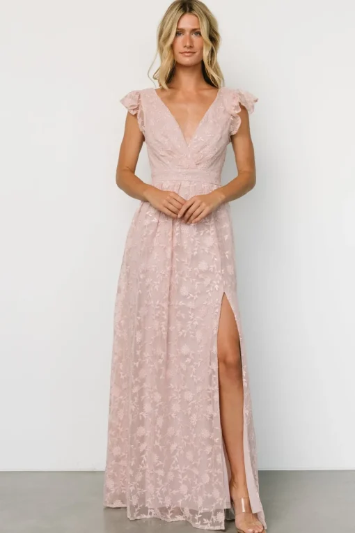 Alexa Embroidered Sequin Maxi Dress | Blush Rose | Baltic Born Cheap