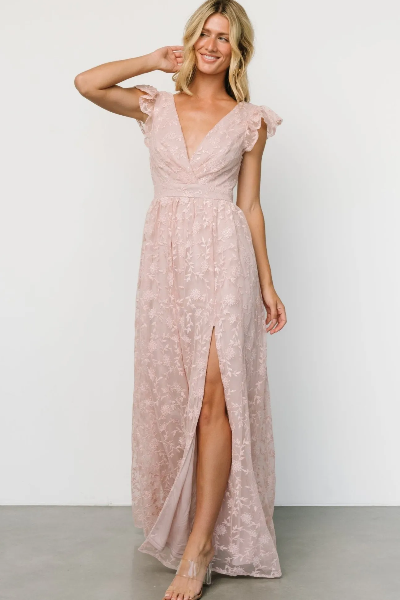 Alexa Embroidered Sequin Maxi Dress | Blush Rose | Baltic Born Cheap