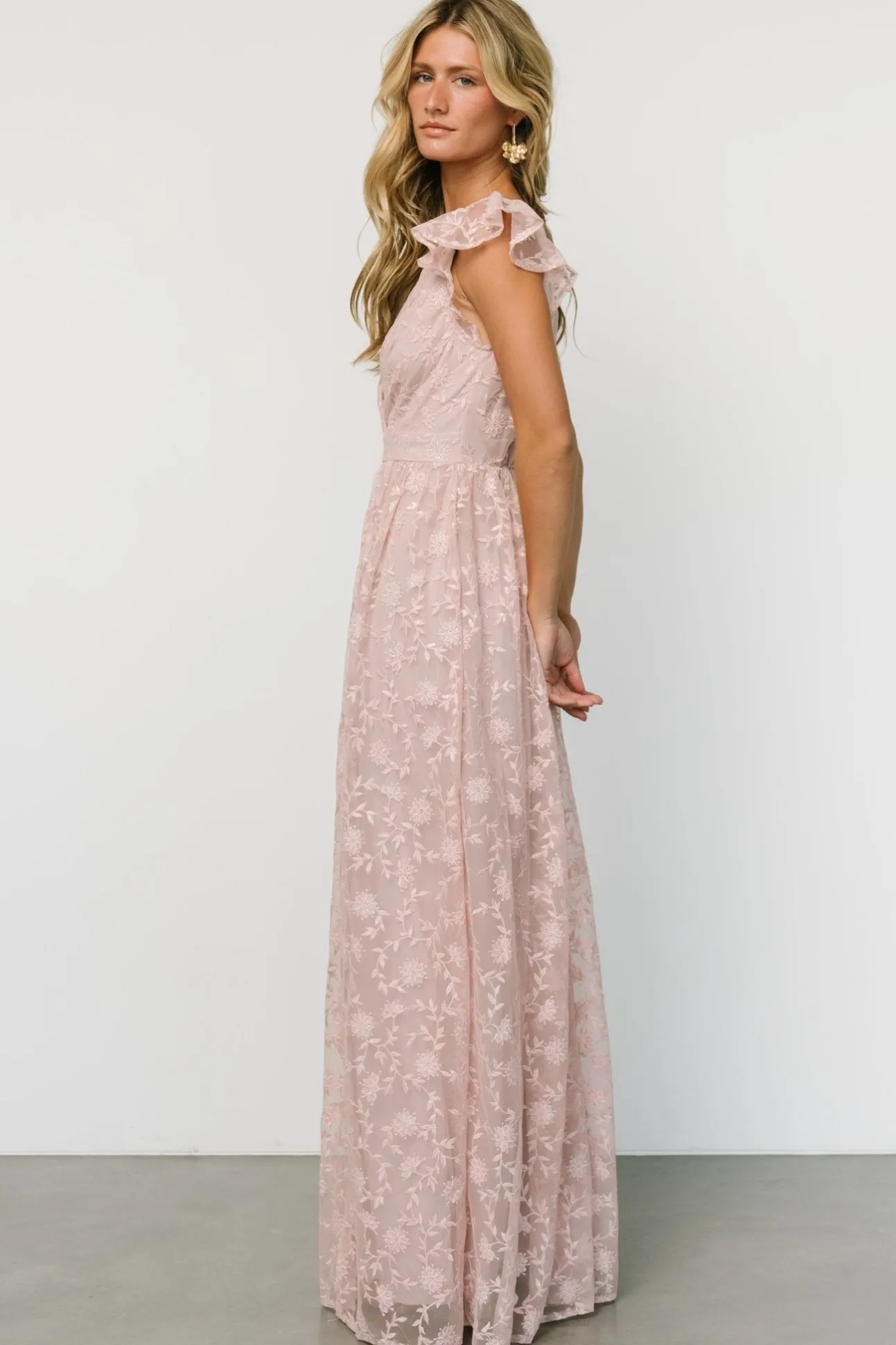Alexa Embroidered Sequin Maxi Dress | Blush Rose | Baltic Born Cheap