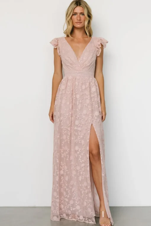 Alexa Embroidered Sequin Maxi Dress | Blush Rose | Baltic Born Cheap