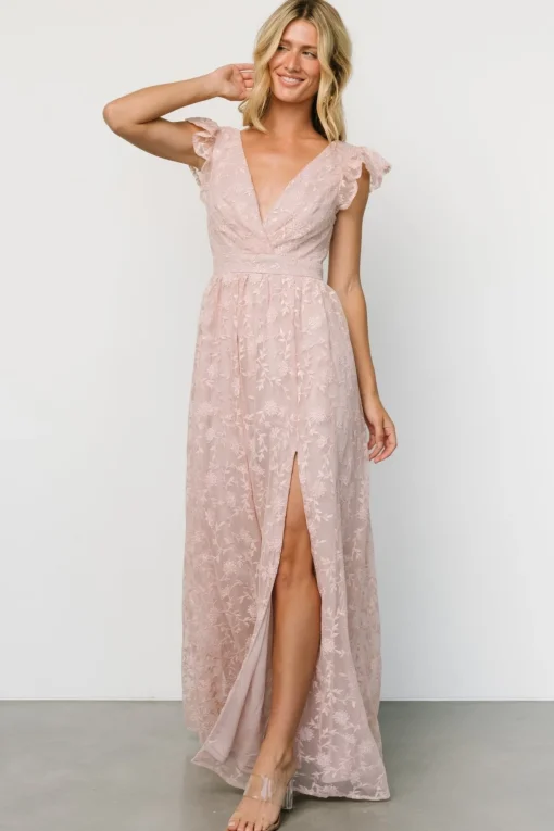 Alexa Embroidered Sequin Maxi Dress | Blush Rose | Baltic Born Cheap