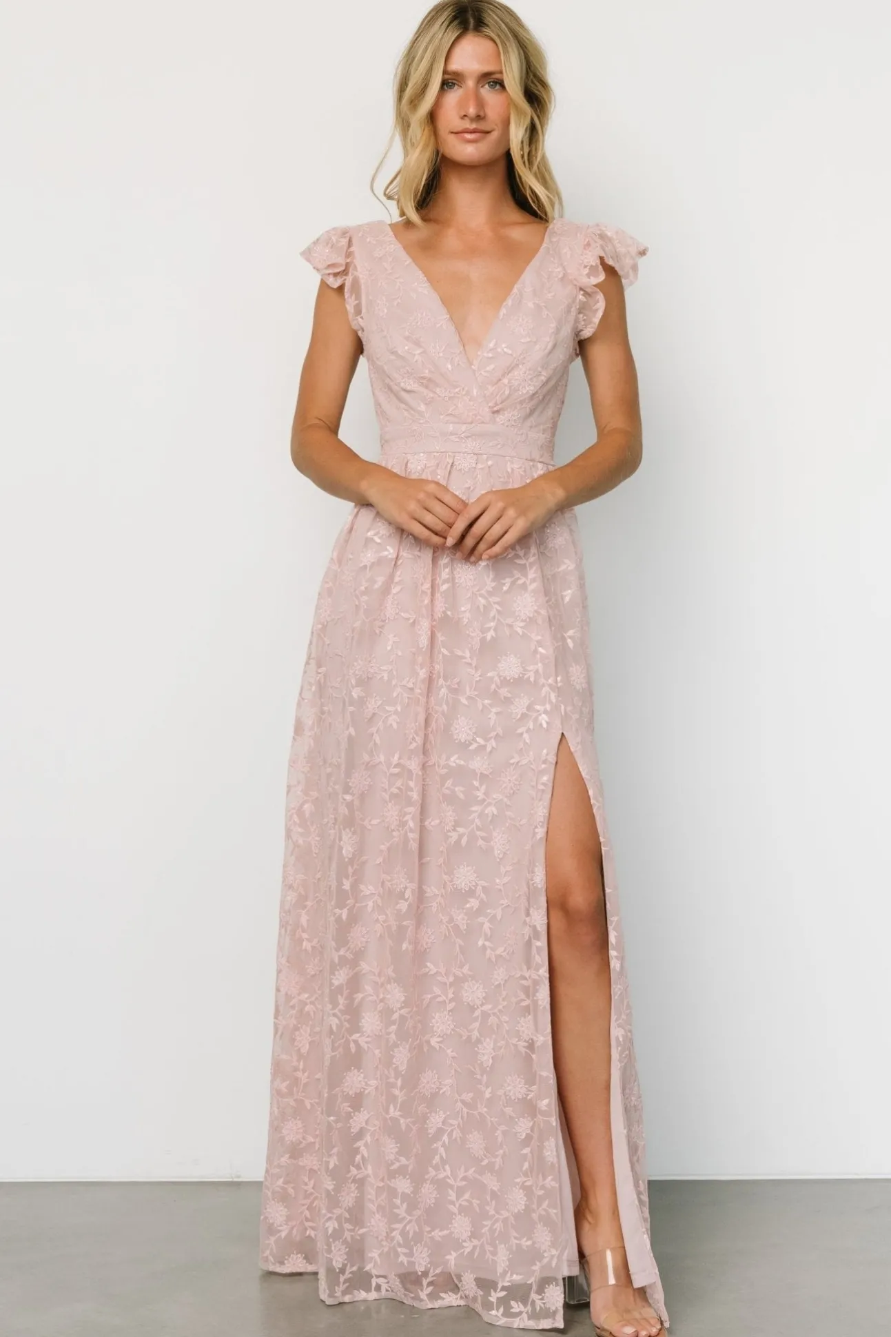 Alexa Embroidered Sequin Maxi Dress | Blush Rose | Baltic Born Cheap