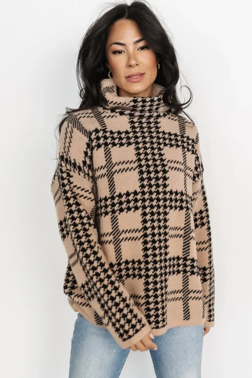 Alexander Turtleneck Sweater | Taupe + Black | Baltic Born Flash Sale