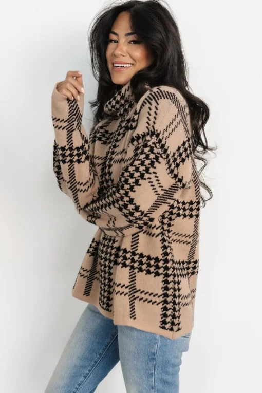 Alexander Turtleneck Sweater | Taupe + Black | Baltic Born Flash Sale
