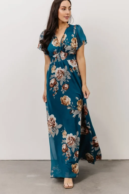 Alexandria Smocked Maxi Dress | Blue Floral | Baltic Born Best