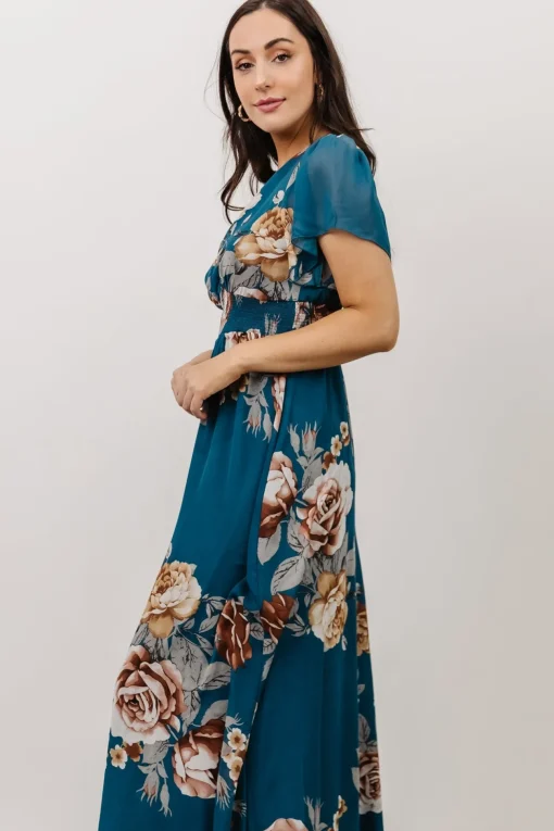 Alexandria Smocked Maxi Dress | Blue Floral | Baltic Born Best