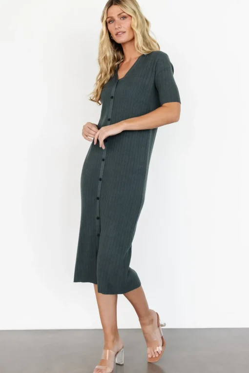 Alicia Ribbed Midi Dress | Dusty Jade | Baltic Born Shop