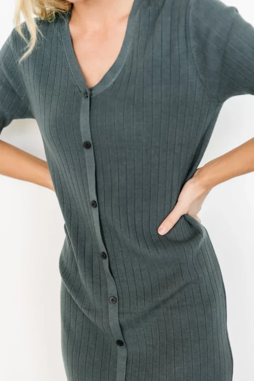 Alicia Ribbed Midi Dress | Dusty Jade | Baltic Born Shop
