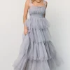 Alora Tulle Tiered Maxi Dress | Dusty Slate | Baltic Born New