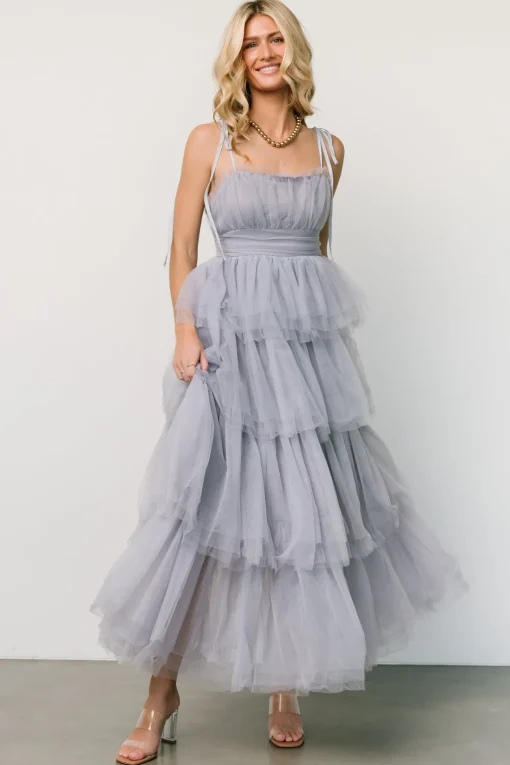Alora Tulle Tiered Maxi Dress | Dusty Slate | Baltic Born New