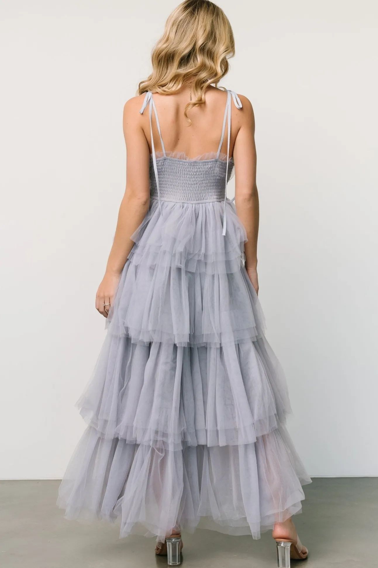 Alora Tulle Tiered Maxi Dress | Dusty Slate | Baltic Born New