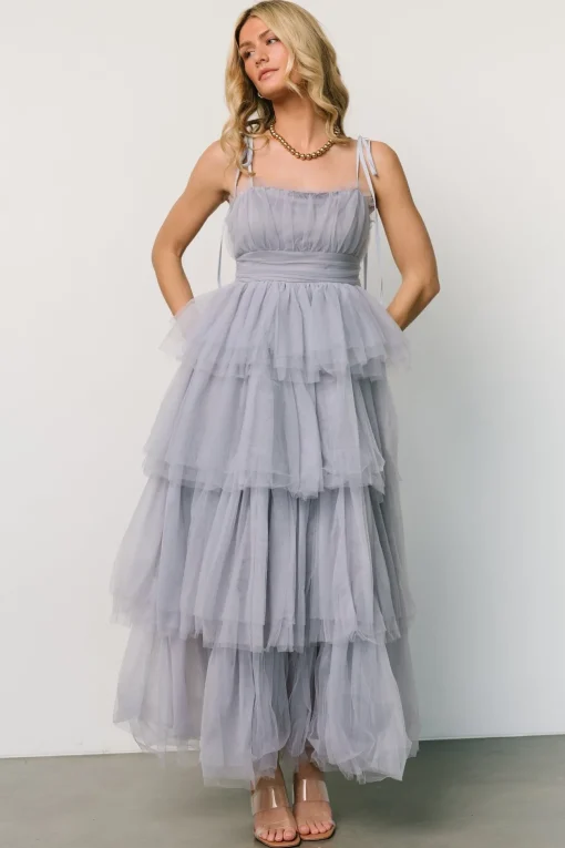 Alora Tulle Tiered Maxi Dress | Dusty Slate | Baltic Born New