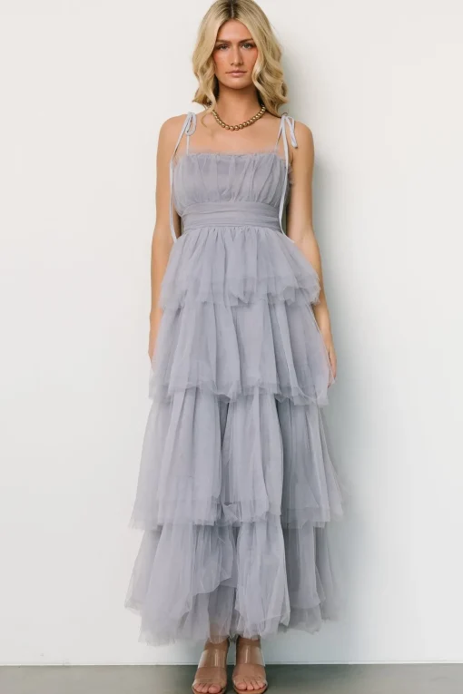Alora Tulle Tiered Maxi Dress | Dusty Slate | Baltic Born New