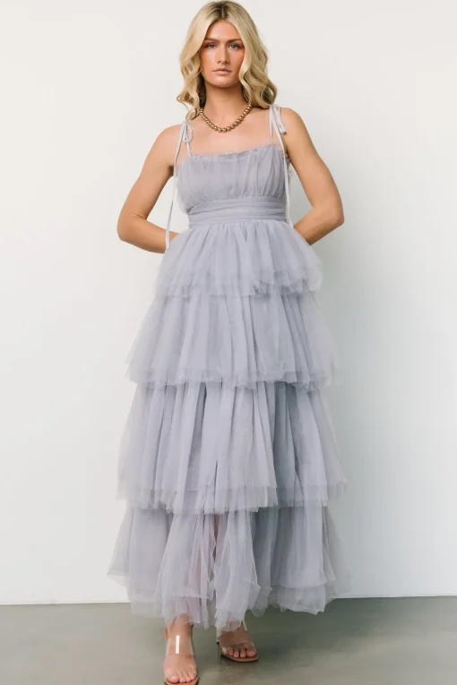 Alora Tulle Tiered Maxi Dress | Dusty Slate | Baltic Born New