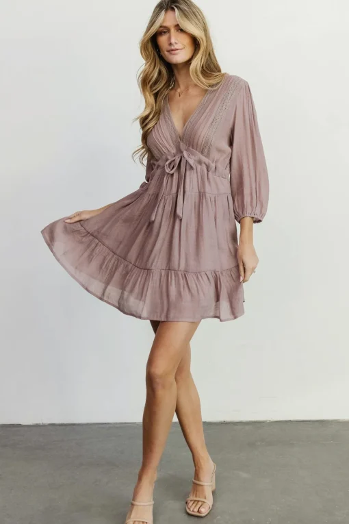 Amelia Boho Mini Dress | Dusty Lavender | Baltic Born Store