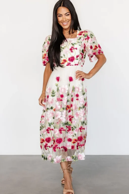Anastasie Floral Embroidered Dress | Pink Multi | Baltic Born Discount