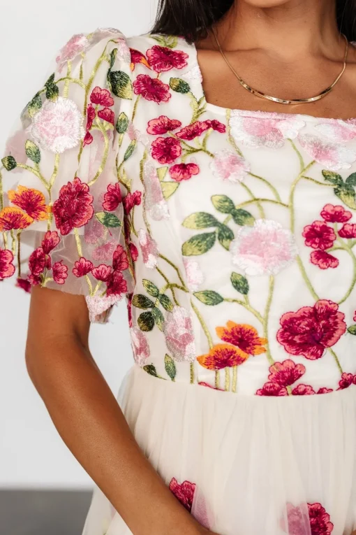 Anastasie Floral Embroidered Dress | Pink Multi | Baltic Born Discount