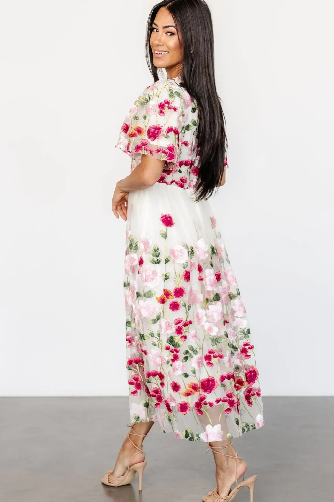 Anastasie Floral Embroidered Dress | Pink Multi | Baltic Born Discount