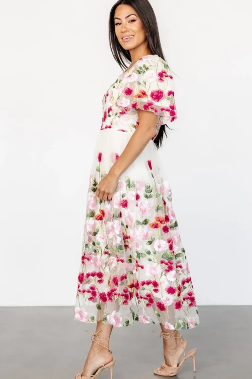 Anastasie Floral Embroidered Dress | Pink Multi | Baltic Born Discount
