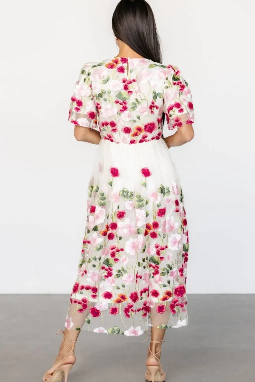Anastasie Floral Embroidered Dress | Pink Multi | Baltic Born Discount