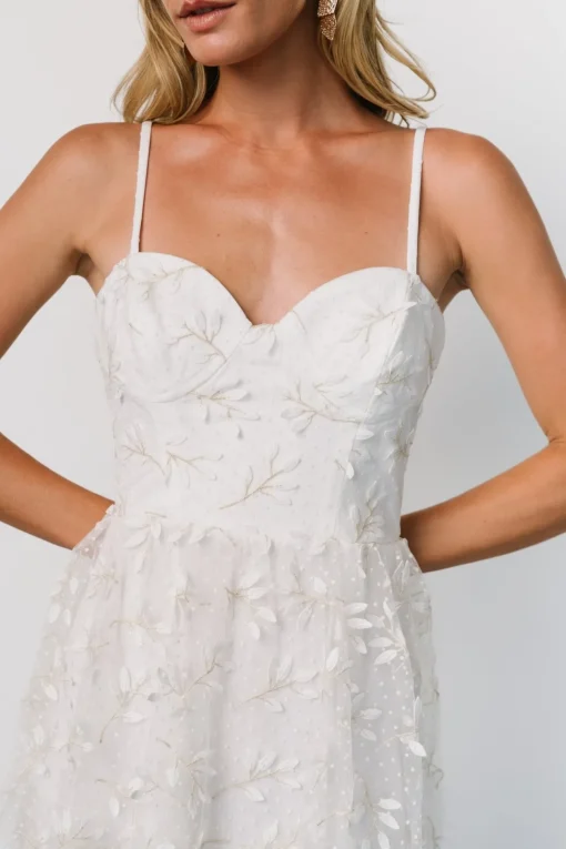 Anavi Tiered Midi Dress | White + Gold | Baltic Born Cheap