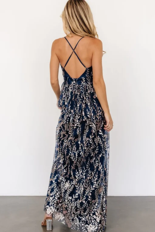 Anisa Shimmer Gown | Navy + Rose | Baltic Born Outlet